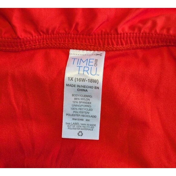 Time & Tru Swim Skirt 1X Women's Orange Knotted Front Pull On Stretch Summer - Picture 6 of 9